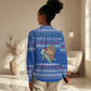 Comoros Christmas Women Casual Shirt Santa Turtle Gifts Snowflakes and Ocean Blue - African Pride