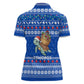 Comoros Christmas Women Polo Shirt Santa Turtle Gifts Snowflakes and Ocean Blue - African Pride