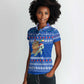 Comoros Christmas Women Polo Shirt Santa Turtle Gifts Snowflakes and Ocean Blue - African Pride