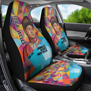 Ida B. Wells Car Seat Cover with Colorful Patchwork Pattern Design Confident Portrait Civil Rights and Journalism Tribute - African Pride