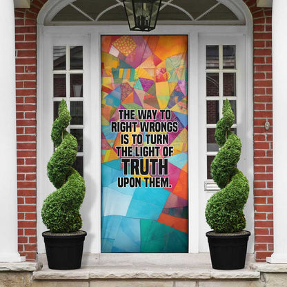 Ida B. Wells Door Cover with Colorful Patchwork Pattern Design Confident Portrait Civil Rights and Journalism Tribute - African Pride