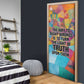 Ida B. Wells Door Cover with Colorful Patchwork Pattern Design Confident Portrait Civil Rights and Journalism Tribute - African Pride