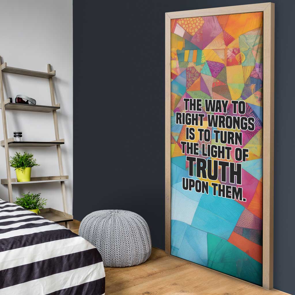 Ida B. Wells Door Cover with Colorful Patchwork Pattern Design Confident Portrait Civil Rights and Journalism Tribute - African Pride