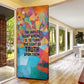 Ida B. Wells Door Cover with Colorful Patchwork Pattern Design Confident Portrait Civil Rights and Journalism Tribute - African Pride