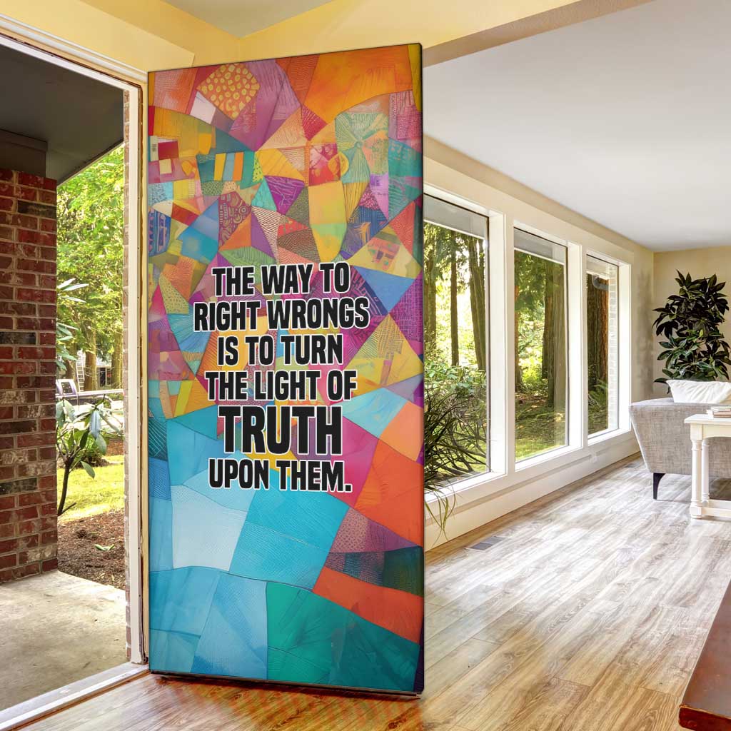 Ida B. Wells Door Cover with Colorful Patchwork Pattern Design Confident Portrait Civil Rights and Journalism Tribute - African Pride