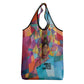 Ida B. Wells Grocery Bag with Colorful Patchwork Pattern Design Confident Portrait Civil Rights and Journalism Tribute - African Pride