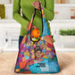 Ida B. Wells Grocery Bag with Colorful Patchwork Pattern Design Confident Portrait Civil Rights and Journalism Tribute - African Pride