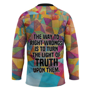 Ida B. Wells Hockey Jersey with Colorful Patchwork Pattern Design Confident Portrait Civil Rights and Journalism Tribute - African Pride
