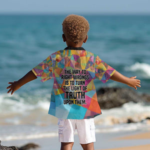Ida B. Wells Kid Hawaiian Shirt with Colorful Patchwork Pattern Design Confident Portrait Civil Rights and Journalism Tribute - African Pride