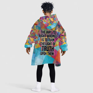 Ida B. Wells Kid Wearable Blanket Hoodie with Colorful Patchwork Pattern Design Confident Portrait Civil Rights and Journalism Tribute - African Pride