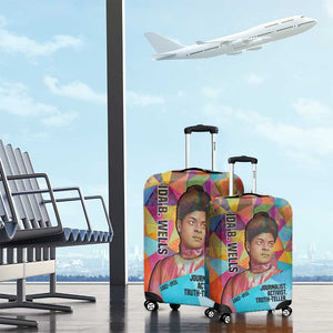 Ida B. Wells Luggage Cover with Colorful Patchwork Pattern Design Confident Portrait Civil Rights and Journalism Tribute - African Pride
