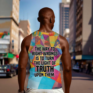 Ida B. Wells Men Tank Top with Colorful Patchwork Pattern Design Confident Portrait Civil Rights and Journalism Tribute - African Pride