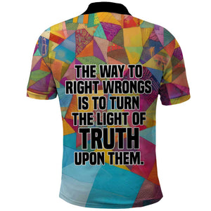 Ida B. Wells Polo Shirt with Colorful Patchwork Pattern Design Confident Portrait Civil Rights and Journalism Tribute - African Pride