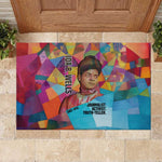 Ida B. Wells Rubber Doormat with Colorful Patchwork Pattern Design Confident Portrait Civil Rights and Journalism Tribute - African Pride