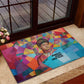 Ida B. Wells Rubber Doormat with Colorful Patchwork Pattern Design Confident Portrait Civil Rights and Journalism Tribute - African Pride