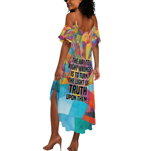 Ida B. Wells Summer Maxi Dress with Colorful Patchwork Pattern Design Confident Portrait Civil Rights and Journalism Tribute - African Pride