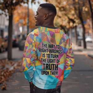 Ida B. Wells Sweatshirt with Colorful Patchwork Pattern Design Confident Portrait Civil Rights and Journalism Tribute - African Pride