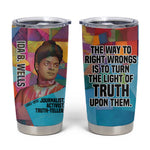 Ida B. Wells Tumbler Cup with Colorful Patchwork Pattern Design Confident Portrait Civil Rights and Journalism Tribute - African Pride