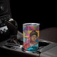 Ida B. Wells Tumbler Cup with Colorful Patchwork Pattern Design Confident Portrait Civil Rights and Journalism Tribute - African Pride