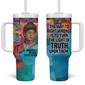 Ida B. Wells Tumbler With Handle with Colorful Patchwork Pattern Design Confident Portrait Civil Rights and Journalism Tribute - African Pride