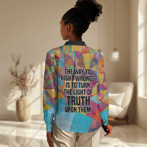 Ida B. Wells Women Casual Shirt with Colorful Patchwork Pattern Design Confident Portrait Civil Rights and Journalism Tribute - African Pride