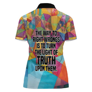 Ida B. Wells Women Polo Shirt with Colorful Patchwork Pattern Design Confident Portrait Civil Rights and Journalism Tribute - African Pride