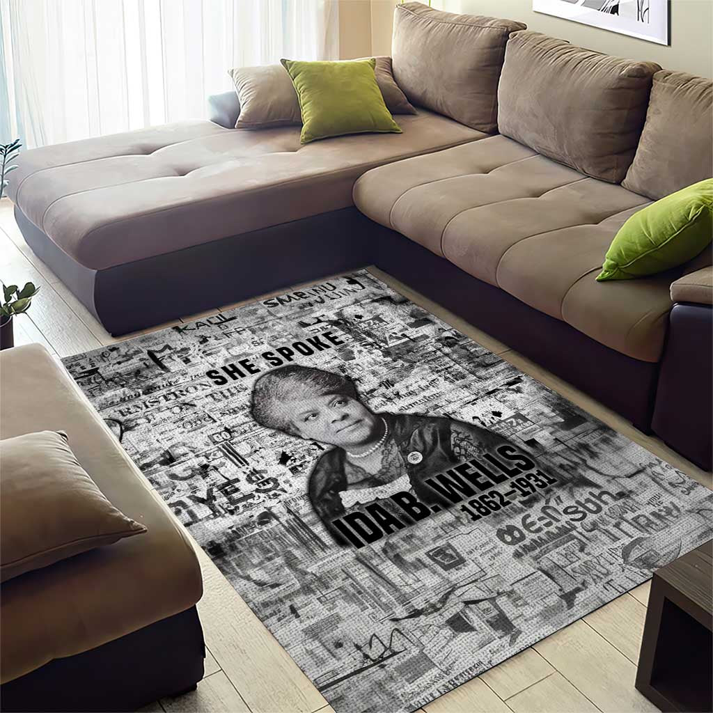 Ida B. Wells Area Rug with Newspaper Collage Design Powerful Portrait Civil Rights and Free Press Tribute - African Pride
