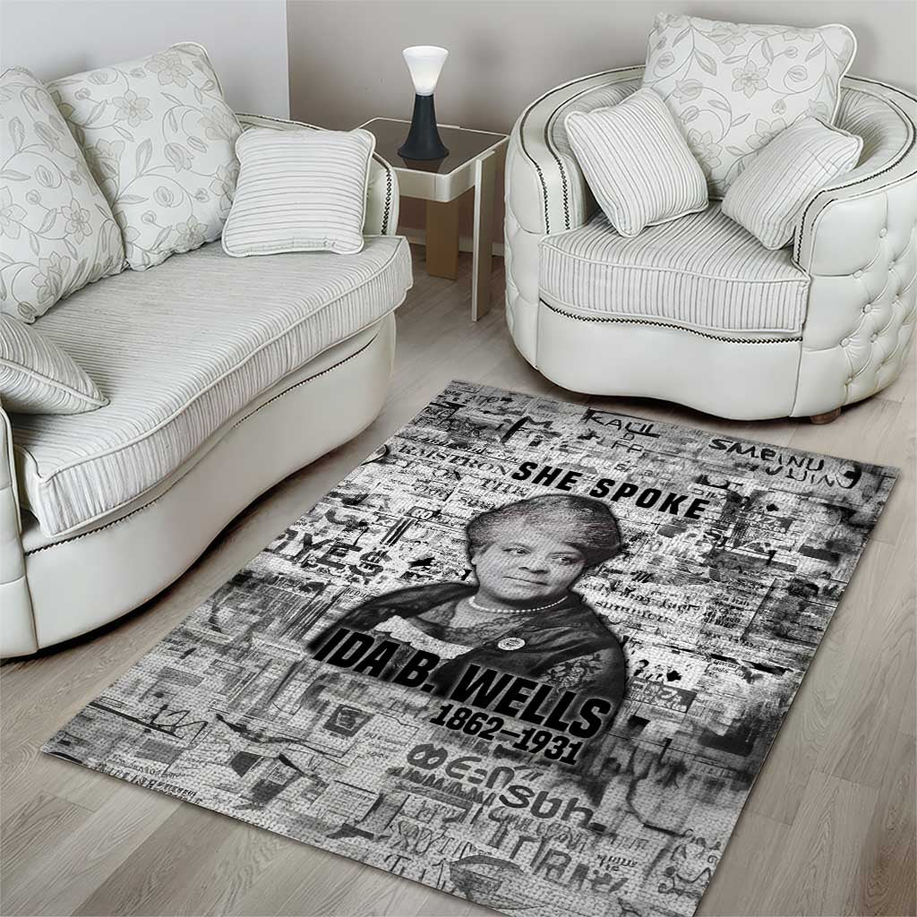 Ida B. Wells Area Rug with Newspaper Collage Design Powerful Portrait Civil Rights and Free Press Tribute - African Pride