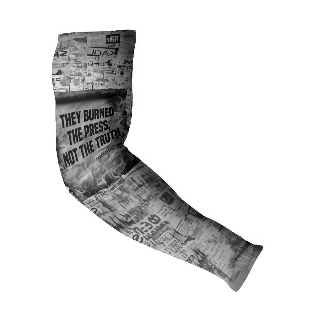 Ida B. Wells Arm Sleeves with Newspaper Collage Design Powerful Portrait Civil Rights and Free Press Tribute - African Pride
