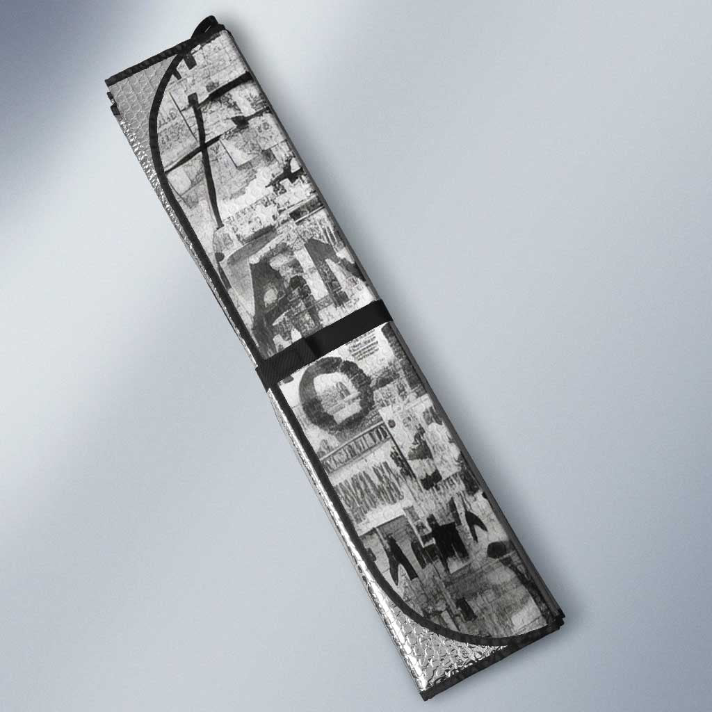 Ida B. Wells Auto Sun Shade with Newspaper Collage Design Powerful Portrait Civil Rights and Free Press Tribute - African Pride