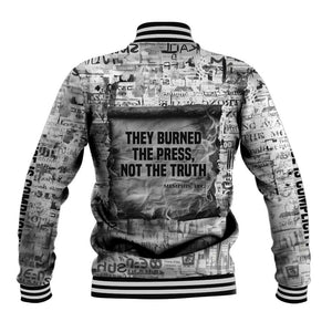 Ida B. Wells Baseball Jacket with Newspaper Collage Design Powerful Portrait Civil Rights and Free Press Tribute - African Pride