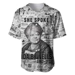 Ida B. Wells Baseball Jersey with Newspaper Collage Design Powerful Portrait Civil Rights and Free Press Tribute - African Pride