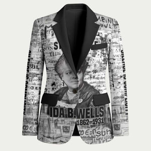 Ida B. Wells Blazer with Newspaper Collage Design Powerful Portrait Civil Rights and Free Press Tribute - African Pride