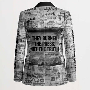 Ida B. Wells Blazer with Newspaper Collage Design Powerful Portrait Civil Rights and Free Press Tribute - African Pride
