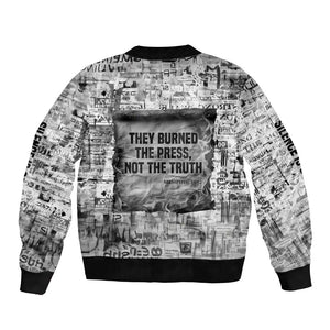 Ida B. Wells Bomber Jacket with Newspaper Collage Design Powerful Portrait Civil Rights and Free Press Tribute - African Pride