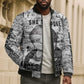 Ida B. Wells Bomber Puffer Jacket with Newspaper Collage Design Powerful Portrait Civil Rights and Free Press Tribute - African Pride