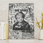 Ida B. Wells Canvas Wall Art with Newspaper Collage Design Powerful Portrait Civil Rights and Free Press Tribute - African Pride