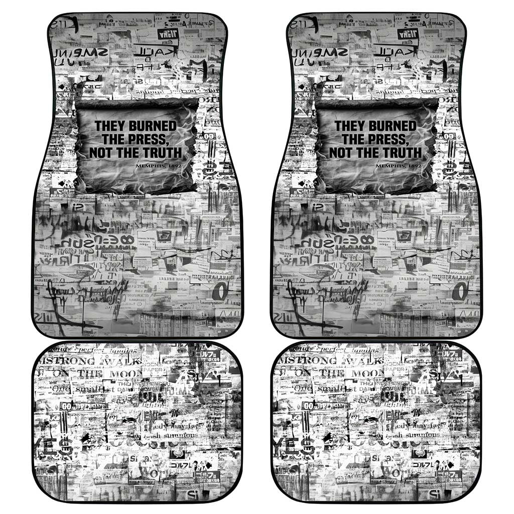 Ida B. Wells Car Mats with Newspaper Collage Design Powerful Portrait Civil Rights and Free Press Tribute - African Pride