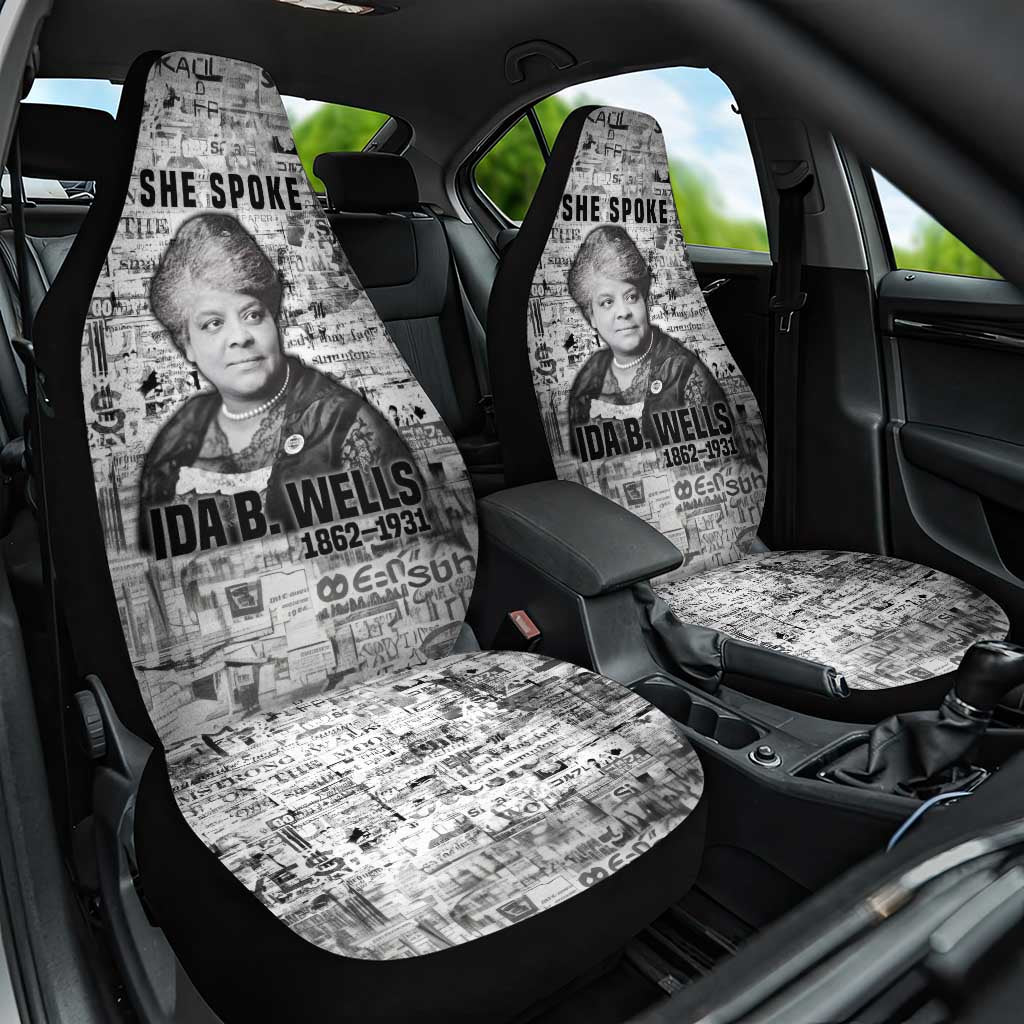 Ida B. Wells Car Seat Cover with Newspaper Collage Design Powerful Portrait Civil Rights and Free Press Tribute - African Pride