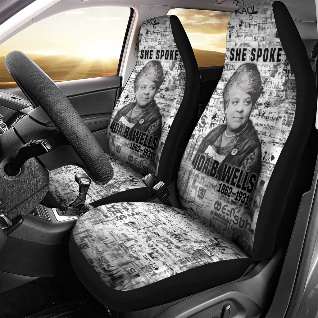 Ida B. Wells Car Seat Cover with Newspaper Collage Design Powerful Portrait Civil Rights and Free Press Tribute - African Pride