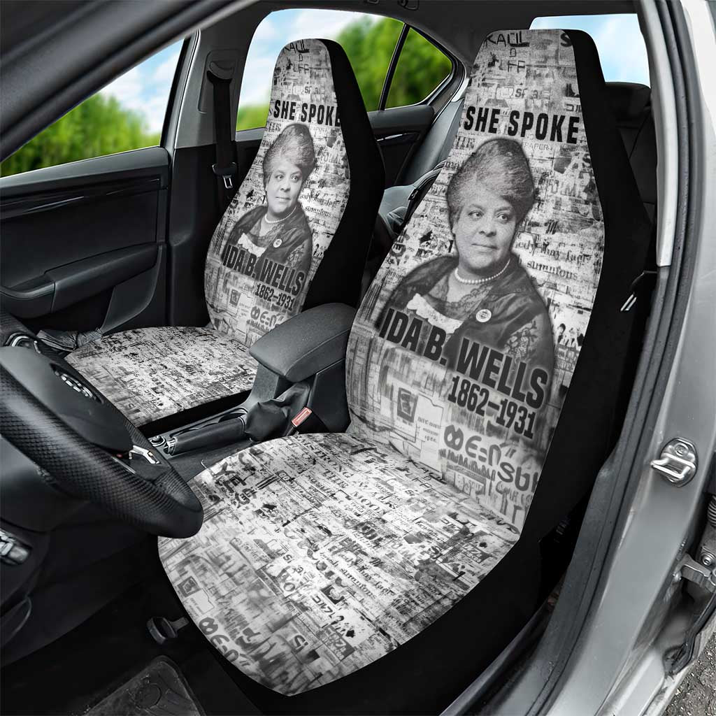 Ida B. Wells Car Seat Cover with Newspaper Collage Design Powerful Portrait Civil Rights and Free Press Tribute - African Pride