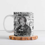 Ida B. Wells Ceramic Mug with Newspaper Collage Design Powerful Portrait Civil Rights and Free Press Tribute - African Pride