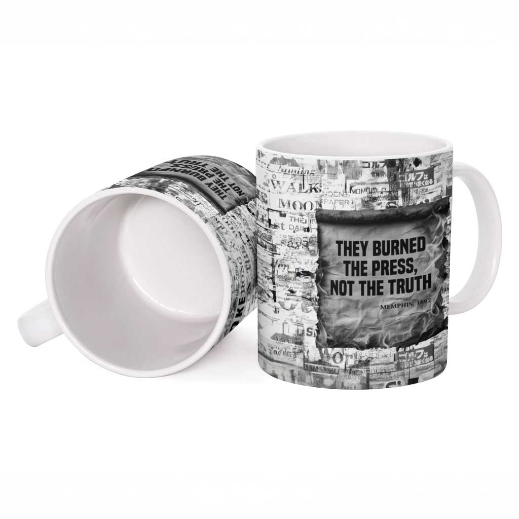 Ida B. Wells Ceramic Mug with Newspaper Collage Design Powerful Portrait Civil Rights and Free Press Tribute - African Pride