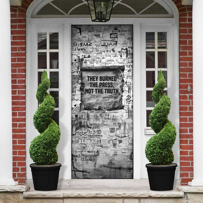 Ida B. Wells Door Cover with Newspaper Collage Design Powerful Portrait Civil Rights and Free Press Tribute - African Pride