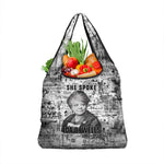 Ida B. Wells Grocery Bag with Newspaper Collage Design Powerful Portrait Civil Rights and Free Press Tribute - African Pride