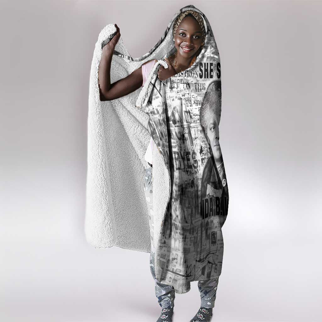 Ida B. Wells Hooded Blanket with Newspaper Collage Design Powerful Portrait Civil Rights and Free Press Tribute - African Pride