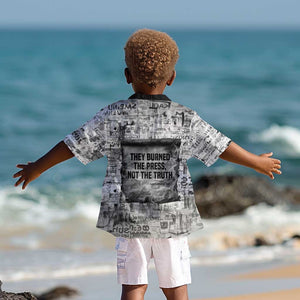 Ida B. Wells Kid Hawaiian Shirt with Newspaper Collage Design Powerful Portrait Civil Rights and Free Press Tribute - African Pride