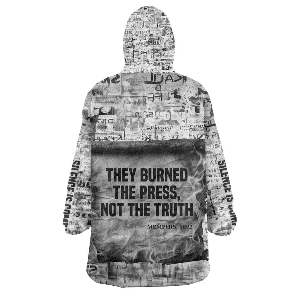 Ida B. Wells Kid Wearable Blanket Hoodie with Newspaper Collage Design Powerful Portrait Civil Rights and Free Press Tribute - African Pride
