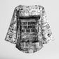 Ida B. Wells Kimono Sleeve Blouse with Newspaper Collage Design Powerful Portrait Civil Rights and Free Press Tribute - African Pride