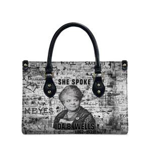 Ida B. Wells Leather Bag with Newspaper Collage Design Powerful Portrait Civil Rights and Free Press Tribute - African Pride